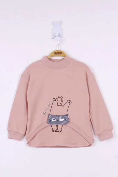 Toontoy Kız Çocuk Kedi Baskılı Sweatshirt ürün görseli 1