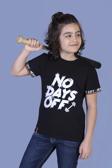 Toontoy Erkek Çocuk Baskılı Kolları Şerit Detaylı Tişört ürün görseli 1