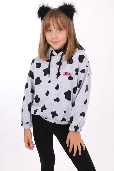 Toontoy Kız Çocuk Komple İnek Baskılı Sweatshirt ürün görseli 1