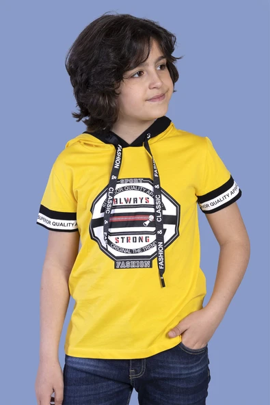 Toontoy Erkek Çocuk Kapüşonlu Baskılı Tişört ürün görseli 1