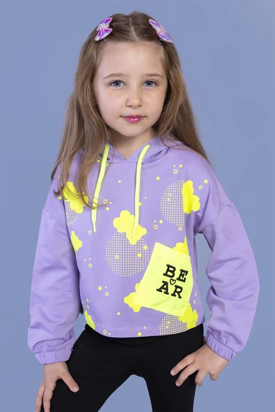 Toontoy Kız Çocuk Cep Detaylı Baskılı Sweatshirt ürün görseli 1