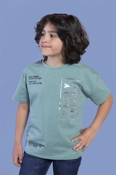 Toontoy Erkek Çocuk Düşük Kol Varak Baskılı Tişört ürün görseli 1