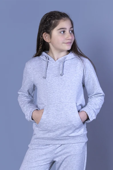Toontoy Kız Çocuk Kapüşonlu Kanguru Cepli Sweatshirt ürün görseli 1