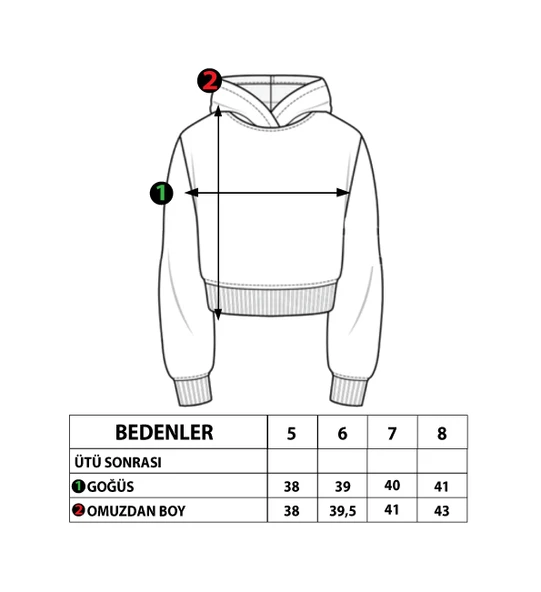 Toontoy Kız Çocuk Batik Desenli Kapüşonlu Sweatshirt ürün görseli 1