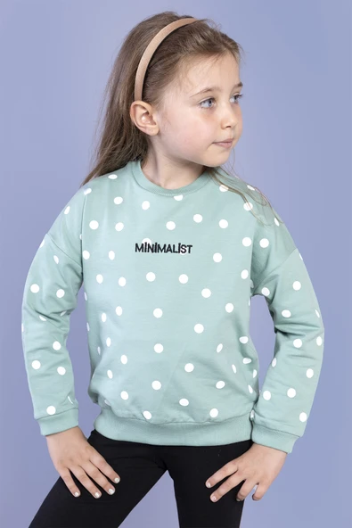 Toontoy Kız Çocuk Puantiye Desenli Sweatshirt ürün görseli 1