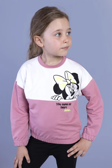 Toontoy Kız Çocuk Garnili Baskılı Sweatshirt ürün görseli 1