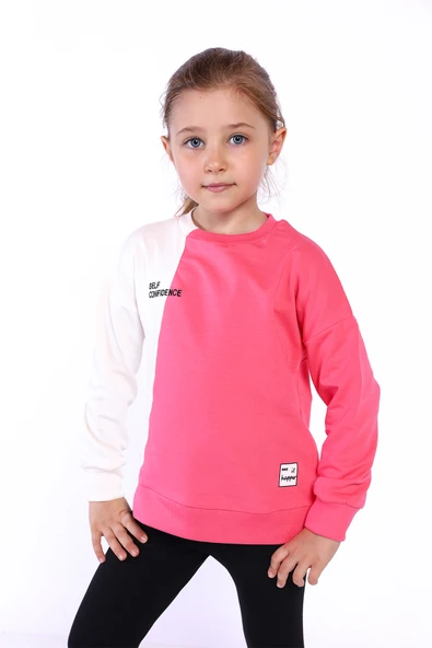 Toontoy Kız Çocuk Blok Kesikli Sweatshirt ürün görseli 1