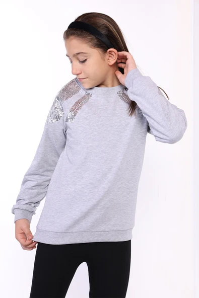 Toontoy Kız Çocuk Pullu Nakışlı Sweatshirt - Resim 5