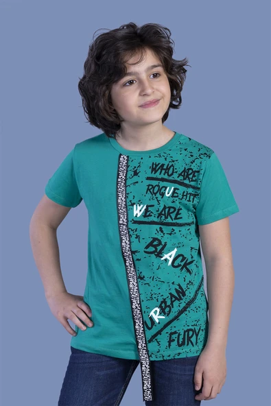 Toontoy Erkek Çocuk Şerit Detaylı Baskılı Tişört ürün görseli 1