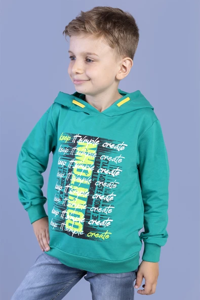 Toontoy Erkek Çocuk Kapüşonlu Baskılı Sweatshirt ürün görseli 1