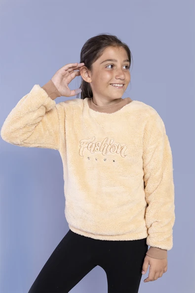 Toontoy Kız Çocuk Nakışlı Peluş Sweatshirt ürün görseli 1