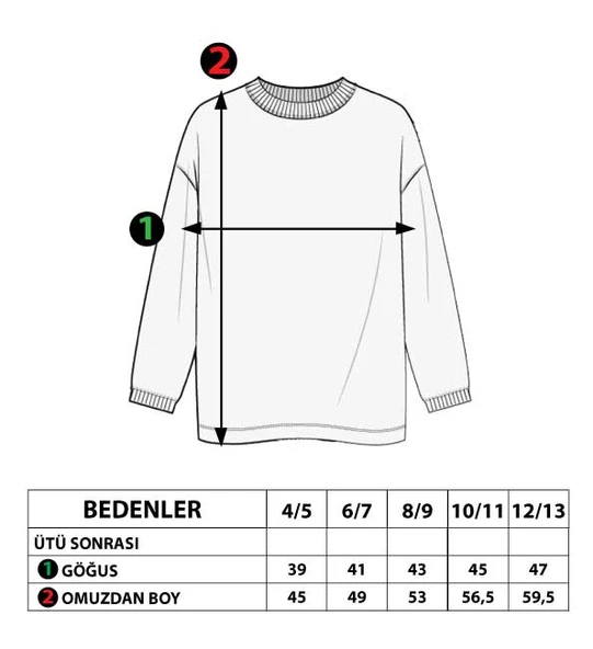 Toontoy Kız Çocuk Balıkçı Yaka İçi Pamuklu Sweatshirt ürün görseli 1