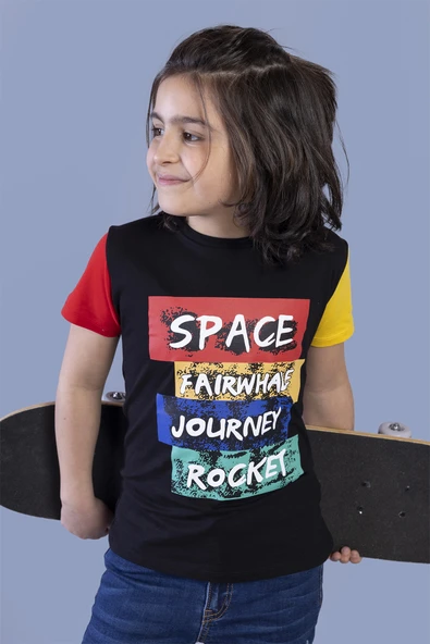 Toontoy Erkek Çocuk Kolları Garni Detaylı Baskılı Tişört ürün görseli 1