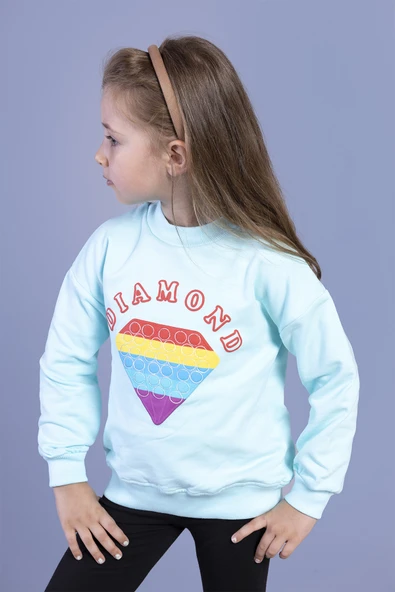 Toontoy Kız Çocuk Popıt Baskılı İçi Pamuklu Sweatshirt ürün görseli 1