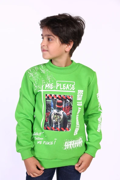 Toontoy Erkek Çocuk Balıkçı Yaka İçi Pamuklu Sweatshirt ürün görseli 1