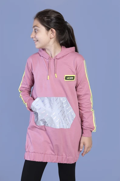 Toontoy Kız Çocuk Kanguru Cepli Reflektör Detaylı Sweatshirt ürün görseli 1