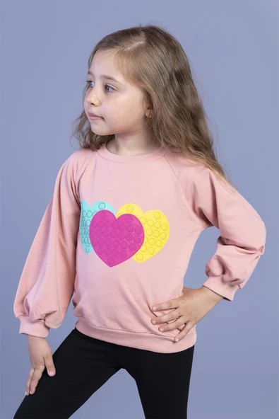 Toontoy Kız Çocuk Popıt Desenli Sweatshirt ürün görseli 1