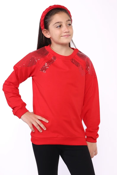 Toontoy Kız Çocuk Pullu Nakışlı Sweatshirt - Resim 6