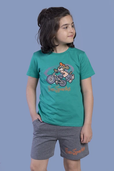 Toontoy Erkek Çocuk Bisiklet Süren Köpek Baskılı Takım ürün görseli 1