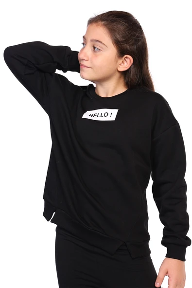 Toontoy Kız Çocuk Hello Baskılı Sweatshirt ürün görseli 1