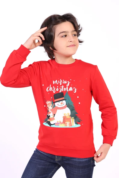 Toontoy Unısex Çocuk Merry Chrıstmas Baskılı Sweatshirt ürün görseli 1