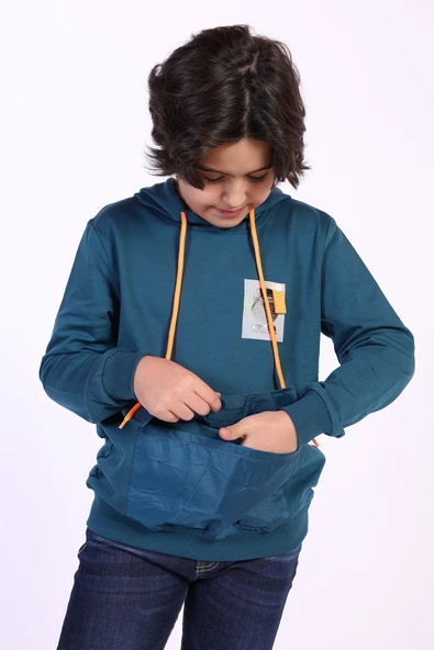Toontoy Erkek Çocuk Armalı Kapşonlu Sweatshirt ürün görseli 1