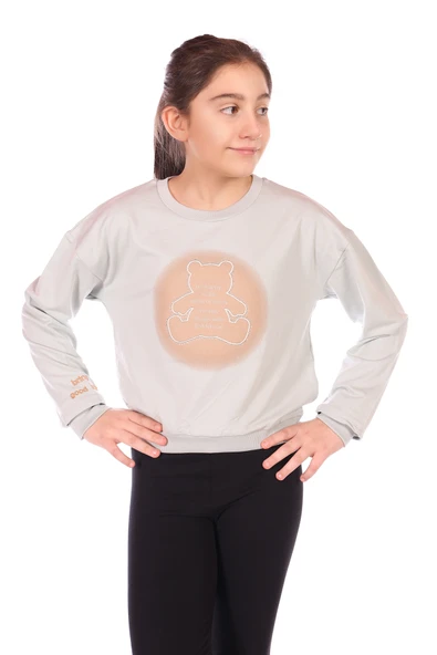 Toontoy Kız Çocuk Ayıcık Baskılı Sweatshirt ürün görseli 1