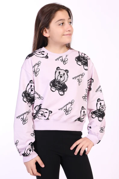 Toontoy Kız Çocuk Ayıcık Baskılı Sweatshirt ürün görseli 1