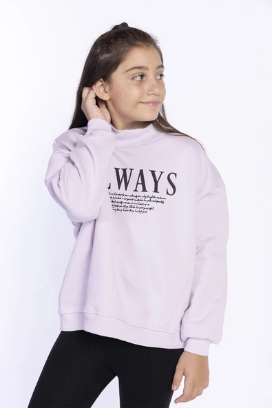 Toontoy Kız Çocuk Baskılı Balıkçı Yaka Sweatshirt ürün görseli 1