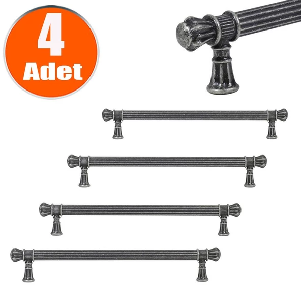 Akbatı 224 mm Eskitme Antik Gümüş Rustik (4 ADET) Mobilya Mutfak Çekmece Dolap Kulpu Kulbu Kulpları ürün görseli 1