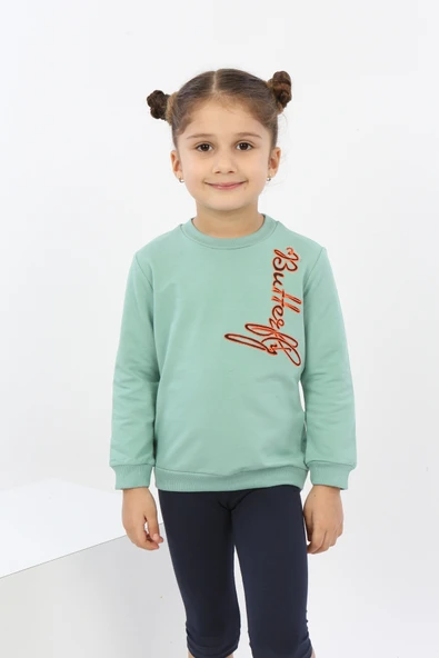 Toontoy Kız Çocuk Butterfly Nakışlı Sweatshirt ürün görseli 1
