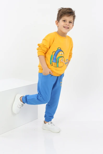 Toontoy Erkek Çocuk Çantalı Yazı Baskılı Eşofman Takım ürün görseli 1