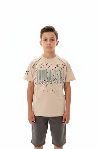 Toontoy Erkek Çocuk Bisiklet Yaka Reglan Kol  Baskılı Tişört 22320 ürün görseli 1