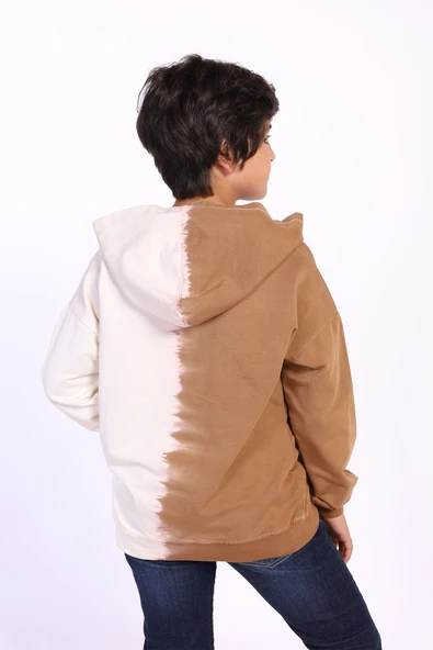 Toontoy Erkek Çocuk Oversize Kapüşonlu Cepli Düşük Omuz Renk Bloklu Baskılı Sweatshirt - 2 İplik ürün görseli 1