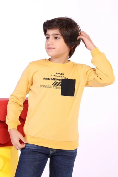 Toontoy Erkek Çocuk Cep Detaylı Baskılı Sweatshirt ürün görseli 1