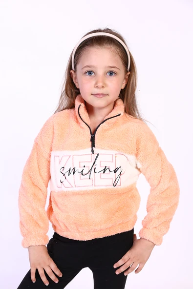 Toontoy Kız Çocuk Nakışlı Peluş Sweatshirt ürün görseli 1