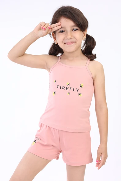 Toontoy Kız Bebek 2'li Takım Baskılı Kare Yaka T-Shirt & Beli Lastikli Şort ürün görseli 1