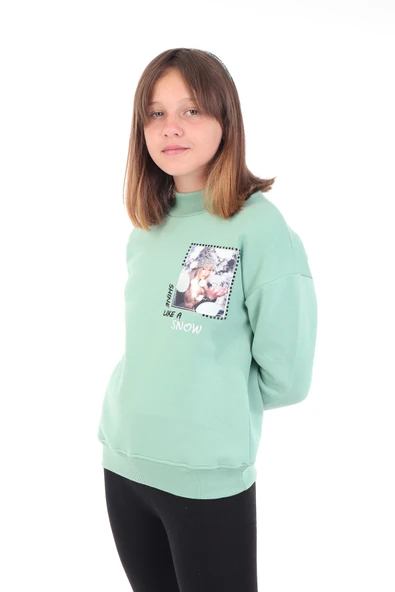 Toontoy Kız Çocuk Baskılı Nakışlı Sweatshirt ürün görseli 1