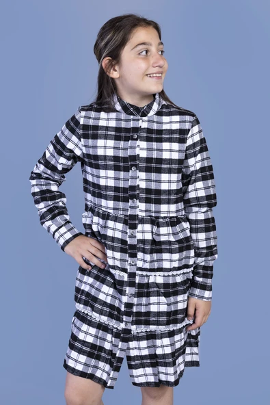Toontoy Kız Çocuk Ekose Desenli Elbise ürün görseli 1