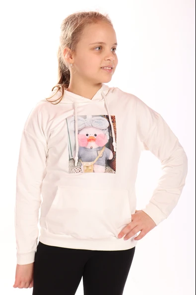 Toontoy Kız Çocuk  Ördek Baskılı Sweatshirt ürün görseli 1