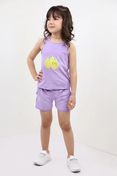 Toontoy Kız Bebek 2'li Takım Baskılı Bisiklet Yaka T-Shirt & Beli Lastikli Cepli Şort ürün görseli 1