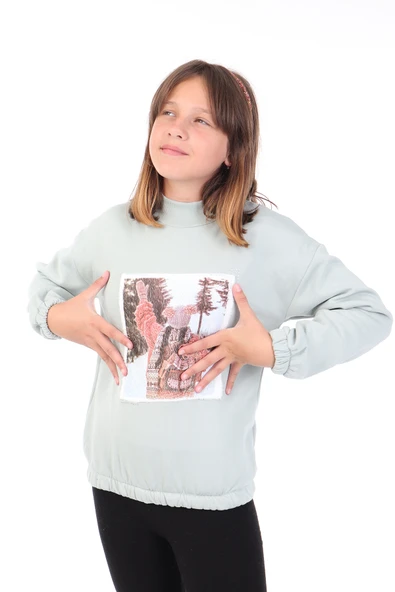 Toontoy Kız Çocuk Baskılı Sweatshirt - Resim 6