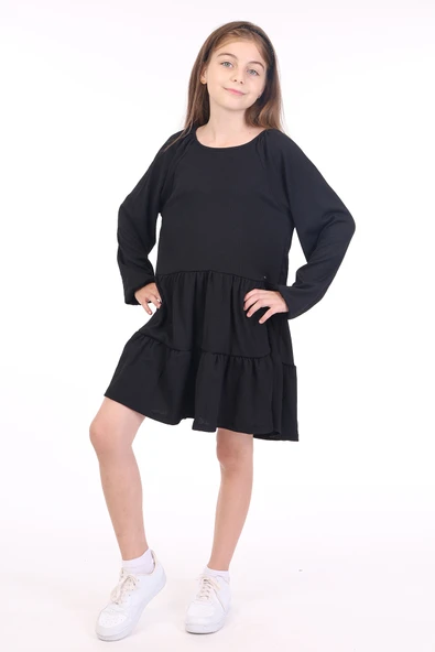 Toontoy Kız Çocuk Reglan Kol Elbise ürün görseli 1