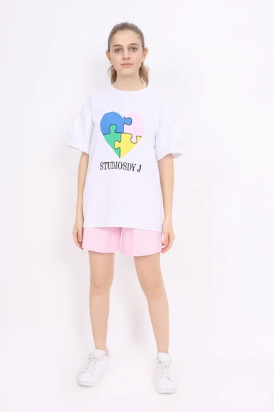 Toontoy Kız Çocuk Baskılı Şortlu Takım - Resim 12