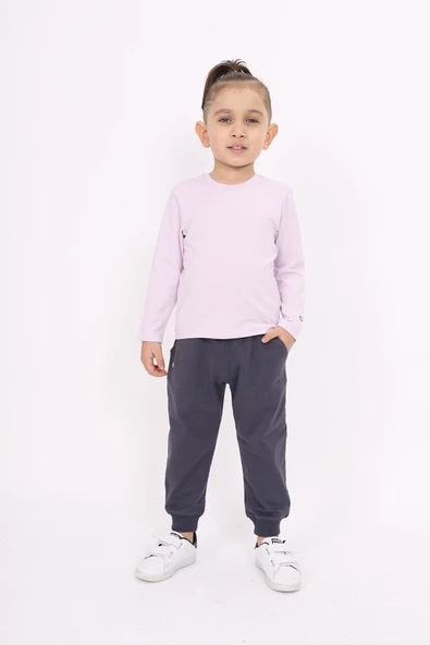 Toontoy Unisex Çocuk Bisiklet Yaka Uzun Kollu Düz Tişört 22936 ürün görseli 1
