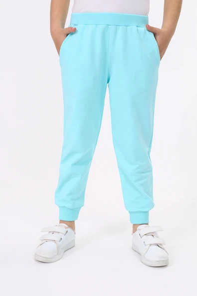 Toontoy Kız Çocuk Beli Paçası Ribanalı Cepli Basic Jogger Eşofman Altı 2 İplik ürün görseli 1
