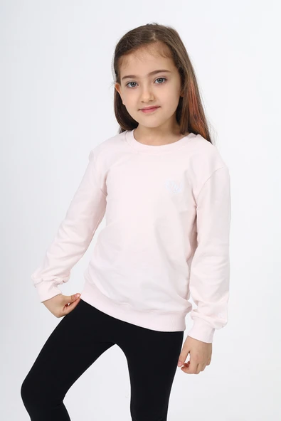 Toontoy Kız Çocuk Relax Fit Bisiklet Yaka Nakış Baskılı Sweatshirt -  2 İplik ürün görseli 1