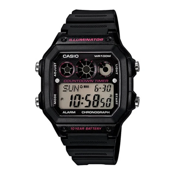 CASIO AE-1300WH-1A2VDF SİYAH SİLİKON KORDON DİJİTAL ERKEK KOL SAATİ ürün görseli 1