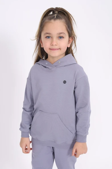 Toontoy Kız Çocuk Relax Fit Kapüşonlu Cepli Baskılı Sweatshirt - 2 İplik ürün görseli 1