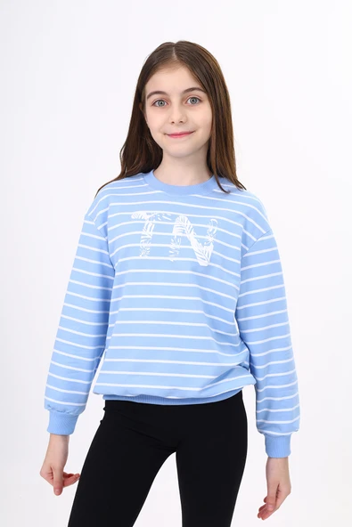 Toontoy Kız Çocuk Çizgili Sweatshirt ürün görseli 1